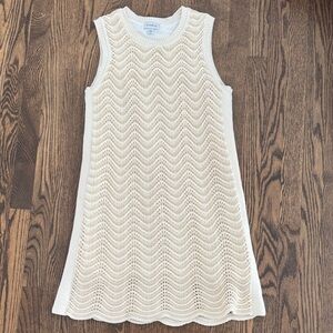 Evereve Cream Sleeveless Knit Chevron Mini Dress